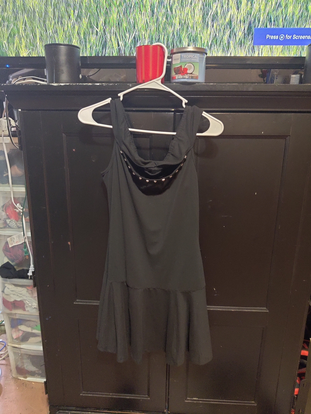 Black Sleeveless Tank Top with Studded Scoop Back
